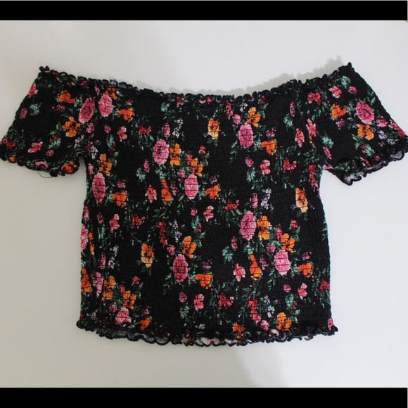 Off the Shoulder Cropped Floral Top - Picture 1 of 1